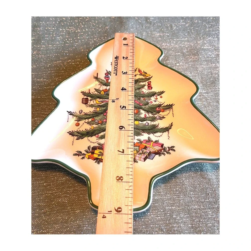 Spode Christmas Tree Shaped Candy Dish Earthenware England S3324-N 8 Inch